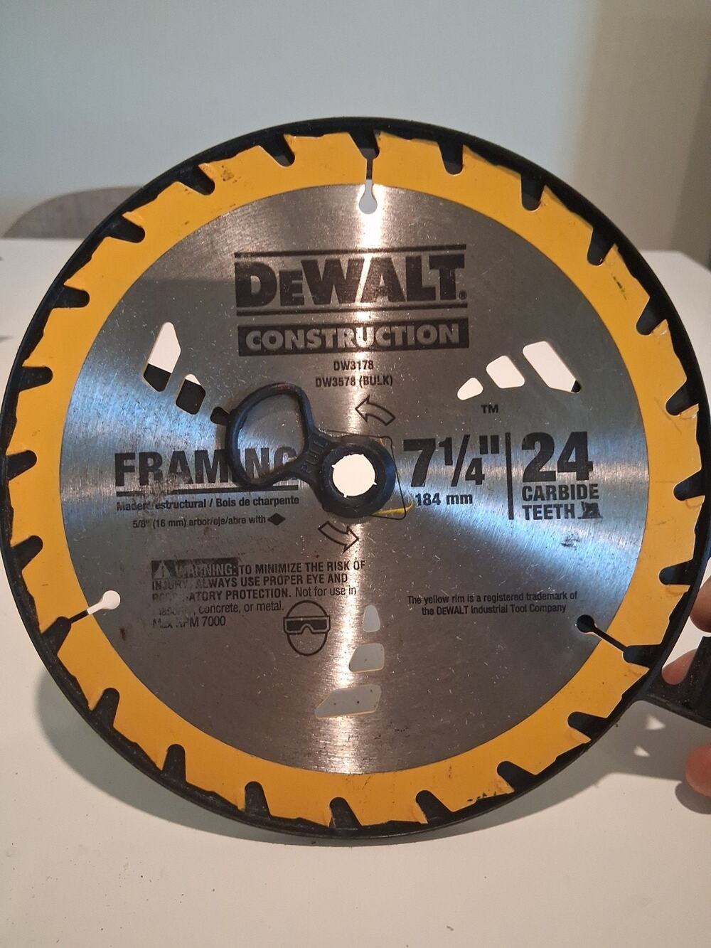 DEWALT DW3178 7-1/4" Framing Circular Saw Blade 24T Carbide Construction NEW